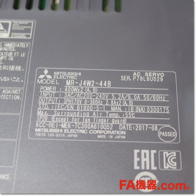 FA機器ドットコム / MR-J4W2-44B サーボアンプ AC200V 0.4kW 2軸一体