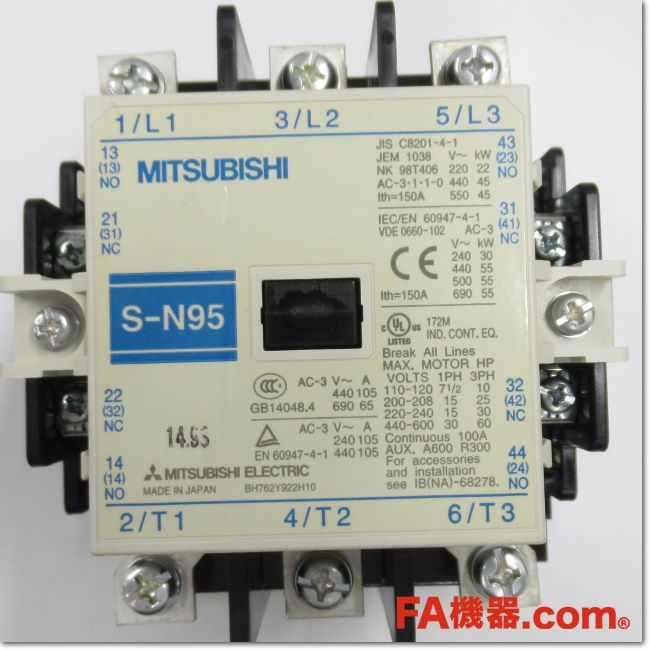 FA機器ドットコム / S-N95 AC100V 2a2b 電磁接触器(三菱電機) | FA機器