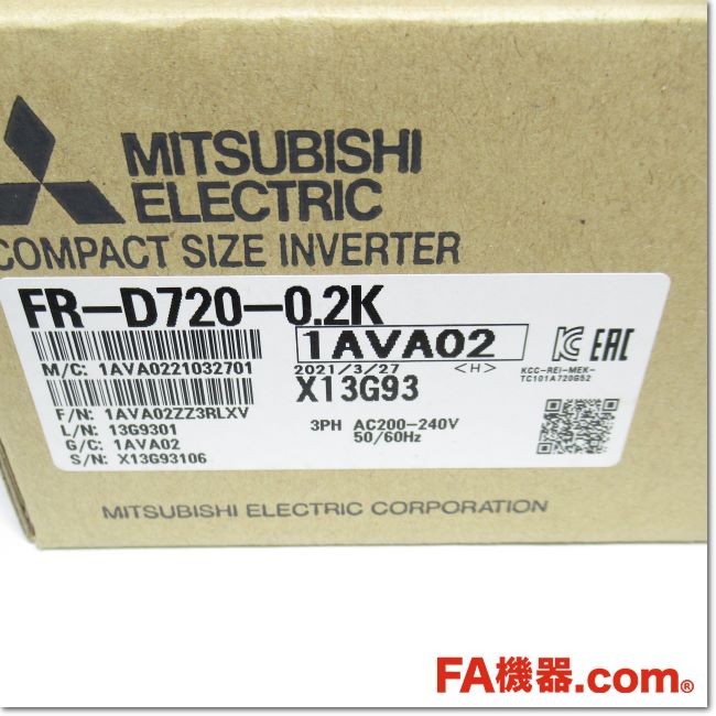 FA機器ドットコム / FR-D720-0.2K インバータ 三相200V(三菱電機) | FA