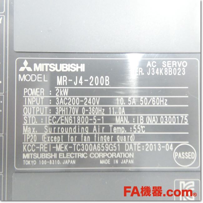 %★新品未使用 MR-J4-200B-RJ178サーボアンプ FA機器ドットコム ⁄ MR-J4-200B サーボアンプ AC200V 2.0kW SSCNET⁄H