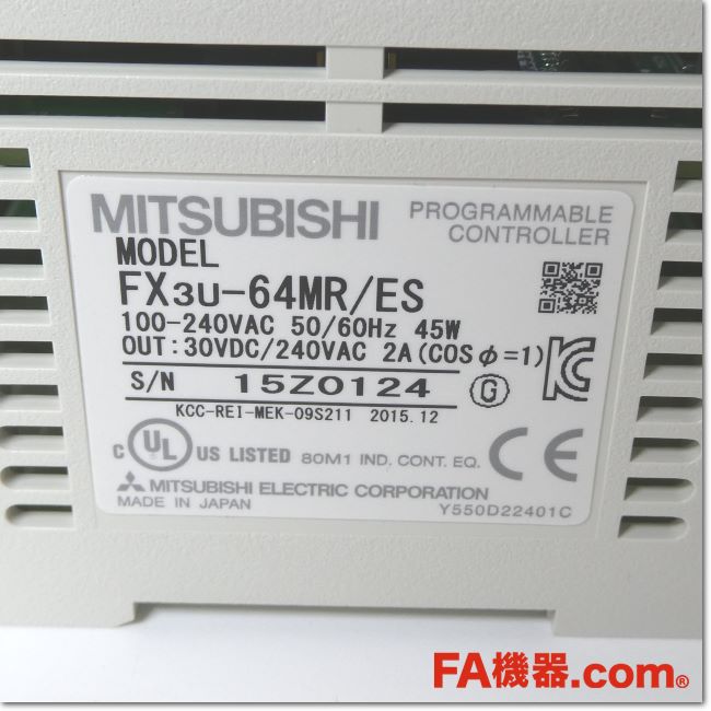 三菱電機　シーケンサー FX3U-64MR/ES 2025年製 三菱電機 シーケンサ FX3U-64MR/ES 1個（直送品） - アスクル