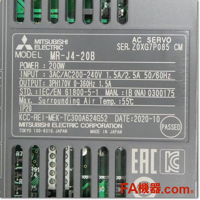 FA機器ドットコム / MR-J4-20B サーボアンプ AC200V 0.2kW SSCNETIII/H