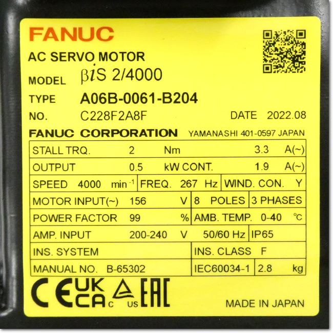 FA機器ドットコム / A06B-0061-B204 ACサーボモータ 0.5kW キー溝付き