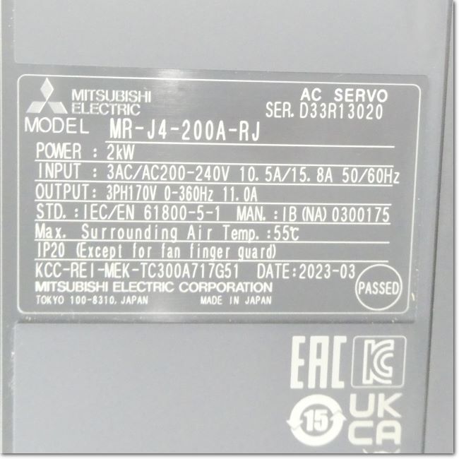 FA機器ドットコム / MR-J4-200A-RJ サーボアンプ 2.0kW 三相または単相