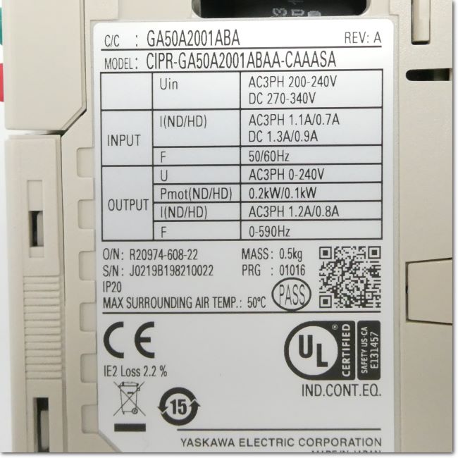 新品未開封安川インバーターCIMR-AA2A0138AAA