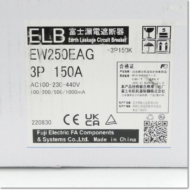 FA機器ドットコム / EW250EAG-3P150 漏電遮断器 3P 150A 100/200/500