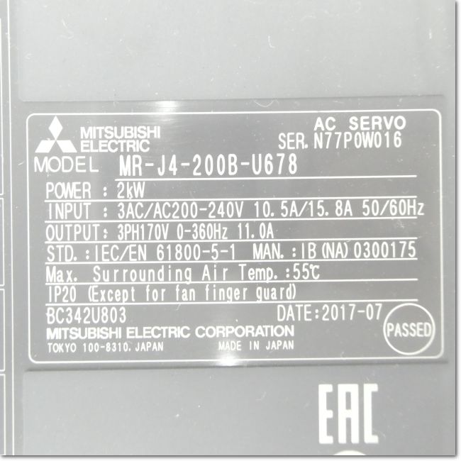 FA機器ドットコム &frasl; MR-J4-200B-U678 サーボアンプ AC200V 2kW