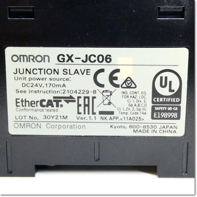 FA機器ドットコム / GX-JC06 EtherCAT分岐スレーブ 6ポート Ver.1.1