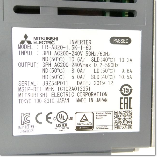 FA機器ドットコム / FR-A820-1.5K-1-60 インバータ 三相200V 1.5kW
