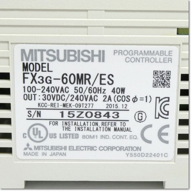 FA機器ドットコム / FX3G-60MR/ES シーケンサ基本ユニット AC100-240V