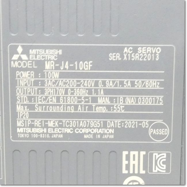 FA機器ドットコム / MR-J4-10GF サーボアンプ 0.1kW用 三相または単相