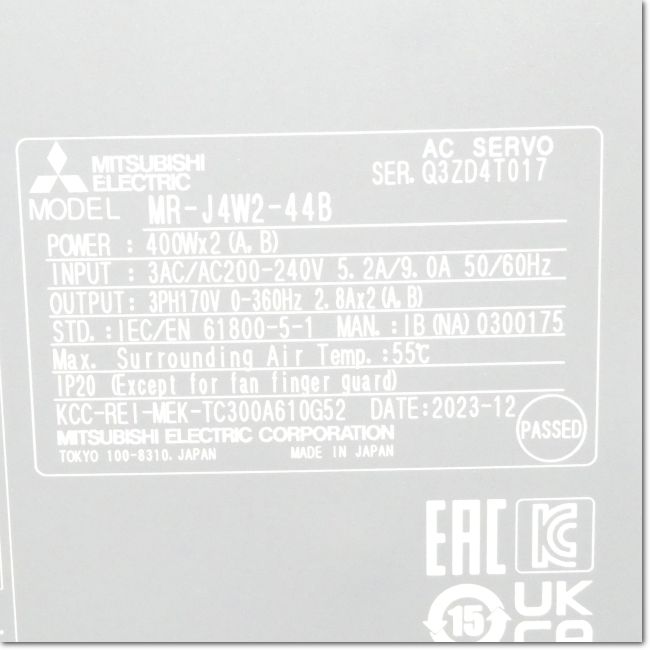 FA機器ドットコム / MR-J4W2-44B サーボアンプ 0.4kW AC200V 2軸一体