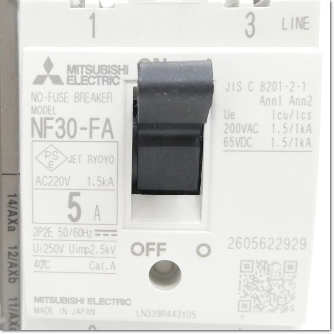 FA機器ドットコム / NF30-FA 2P 5A AX-1FA SLT ノーヒューズ遮断器