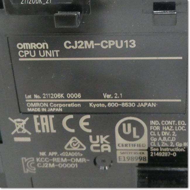 FA機器ドットコム / CJ2M-CPU13 CPUユニット Ver.2.1 (OMRON) | FA機器