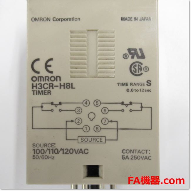 FA機器ドットコム / H3CR-H8L 0.6/1.2/6/12s AC100V ソリッドステートタイマ 電源オフディレー (OMRON)