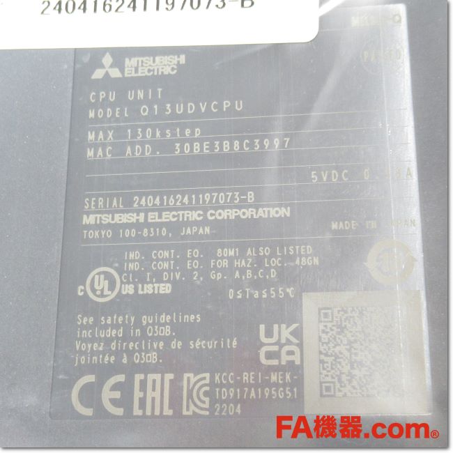 三菱電機 Q13UDVCPU ユニバーサルモデル高速タイプQCPU NN Q13UDVCPU - CPU Units (Mitsubishi Electric) - Mitsubishi